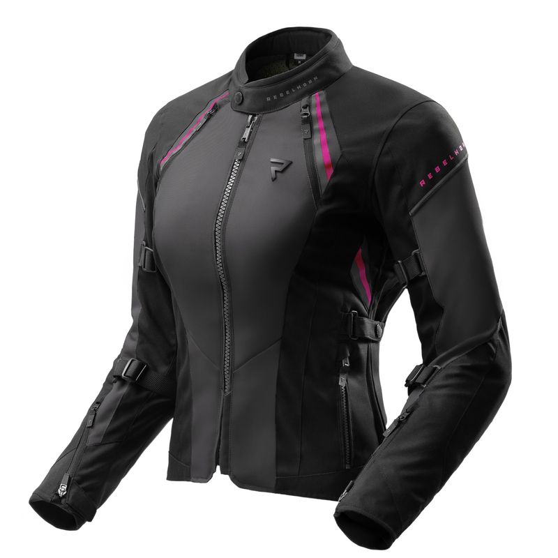 KURTKA MOTOCYKLOWA TEKSTYLNA DAMSKA REBELHORN SWIFT BLACK DARK GREY PINK 