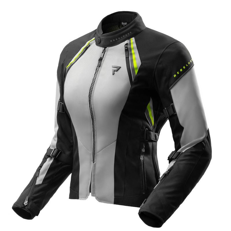 KURTKA MOTOCYKLOWA TEKSTYLNA DAMSKA REBELHORN SWIFT LIGHT GREY FLUO YELLOW 