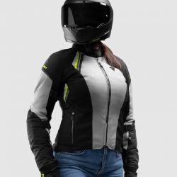 KURTKA MOTOCYKLOWA TEKSTYLNA DAMSKA REBELHORN SWIFT LIGHT GREY FLUO YELLOW 