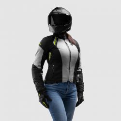 KURTKA MOTOCYKLOWA TEKSTYLNA DAMSKA REBELHORN SWIFT LIGHT GREY FLUO YELLOW 