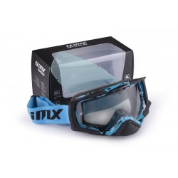 GOGLE IMX DUST GRAPHIC BLUE/BLACK MATT - SZYBA DARK SMOKE + CLEAR (2 SZYBY W ZESTAWIE) ENDURO CROSS