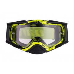 GOGLE IMX DUST GRAPHIC FLO YELLOW/BLACK MATT - SZYBA DARK SMOKE + CLEAR (2 SZYBY W ZESTAWIE) ENDURO CROSS