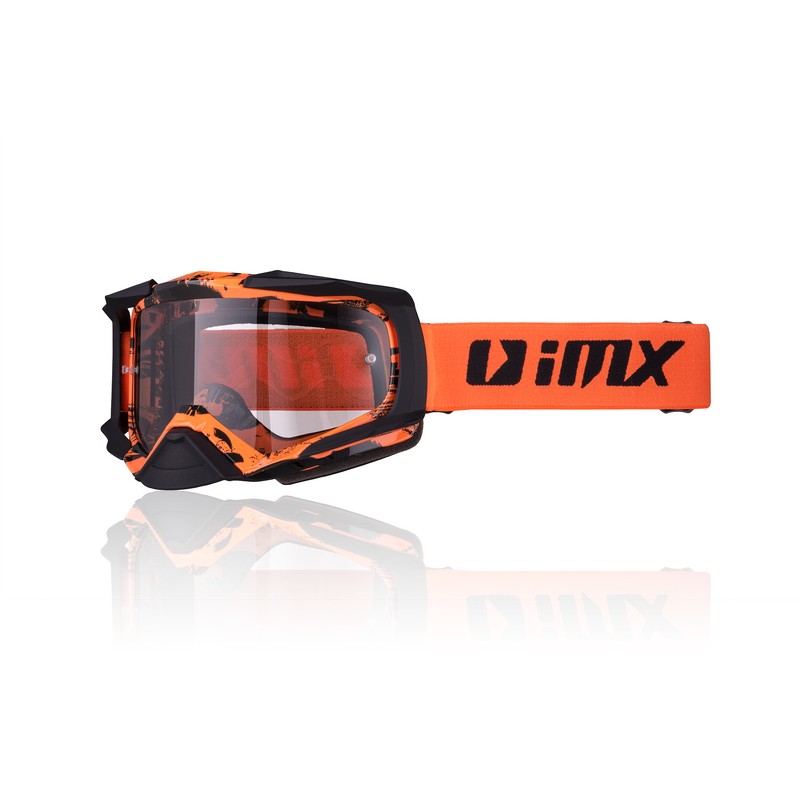 GOGLE IMX DUST GRAPHIC ORANGE/BLACK MATT - SZYBA DARK SMOKE + CLEAR (2 SZYBY W ZESTAWIE) ENDURO CROSS