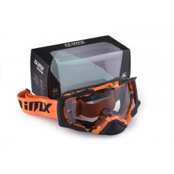 GOGLE IMX DUST GRAPHIC ORANGE/BLACK MATT - SZYBA DARK SMOKE + CLEAR (2 SZYBY W ZESTAWIE) ENDURO CROSS
