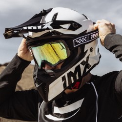 GOGLE IMX ENDURANCE RACE BLACK GLS/WHITE - SZYBA IRIDIUM GOLD + CLEAR (2 SZYBY W ZESTAWIE) ENDURO CROSS