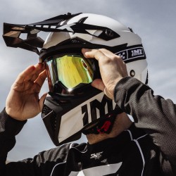 GOGLE IMX ENDURANCE RACE WHITE GLS/BLACK - SZYBA DARK SMOKE + CLEAR (2 SZYBY W ZESTAWIE) ENDURO CROSS