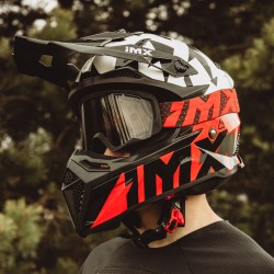 KASK IMX FMX-02 BLACK/WHITE/FLO RED/GREY GLOSS GRAPHIC  ENDURO CROSS