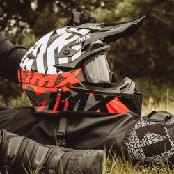 KASK IMX FMX-02 BLACK/WHITE/FLO RED/GREY GLOSS GRAPHIC  ENDURO CROSS