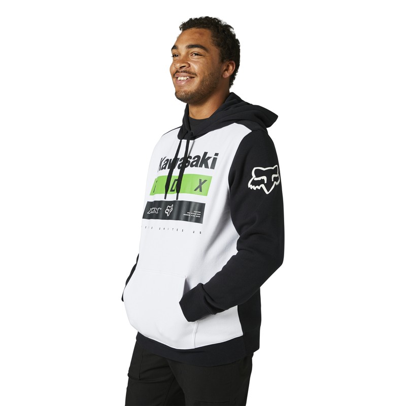 BLUZA Z KAPTUREM FOX KAWI STRIPES BLACK/WHITE  ENDURO CROSS