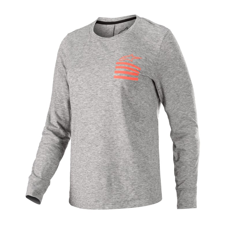 KOSZULKA ROWEROWA Z DŁUGIM RĘKAWEM ALPINESTARS LADY MERINO MELANGE MID GREY/CORAL 