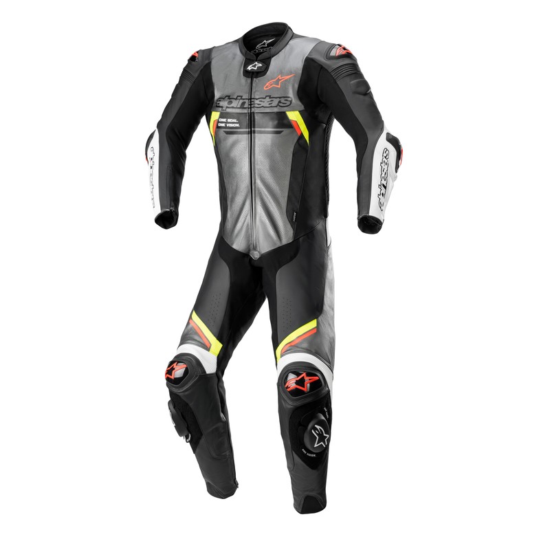 KOMBINEZON SKÓRZANY 1CZ. ALPINESTARS MISSILE V2 IGNITION METAL GREY/BLACK/YELLOW/FLUO RED 