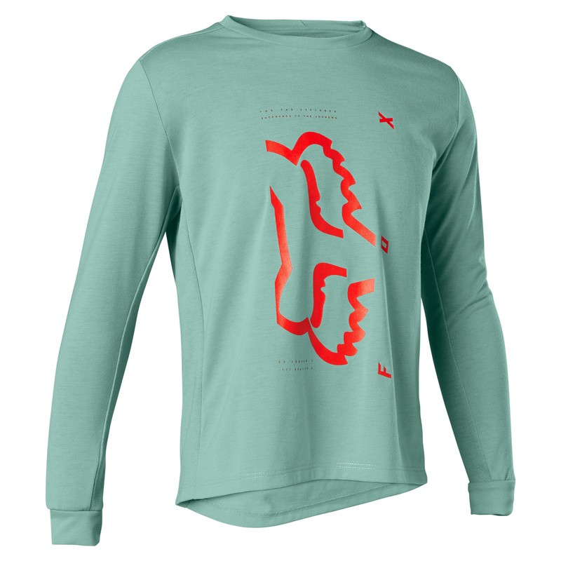 KOSZULKA ROWEROWA Z DŁUGIM RĘKAWEM FOX JUNIOR RANGER DR EUCALYPTUS  ENDURO CROSS