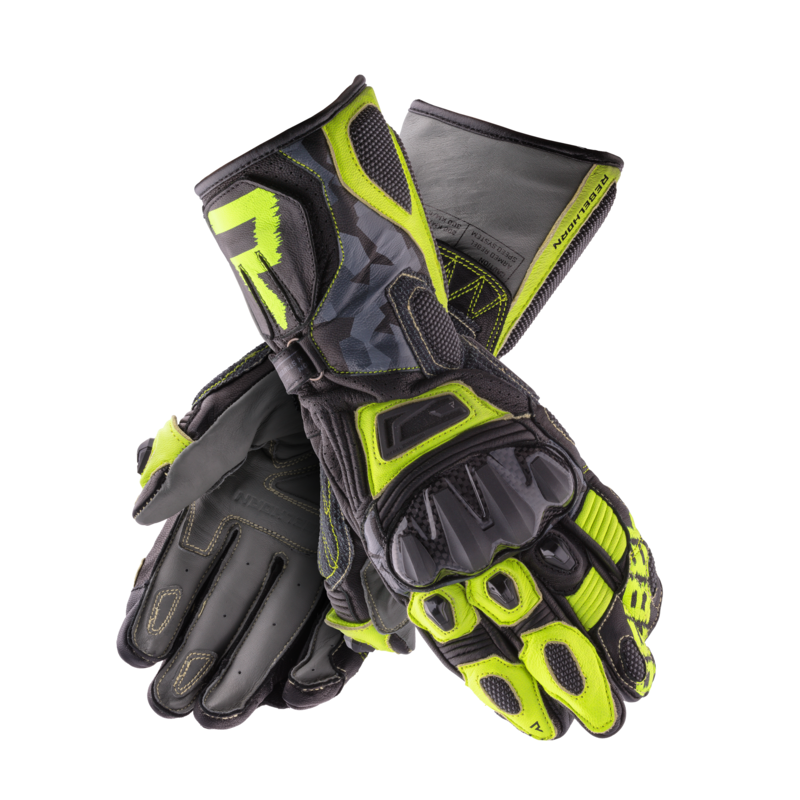 RĘKAWICE SKÓRZANE REBELHORN REBEL BLACK/CAMO/FLO YELLOW 