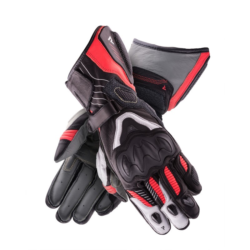 RĘKAWICE SKÓRZANE REBELHORN REBEL LADY BLACK/WHITE/FLO RED 