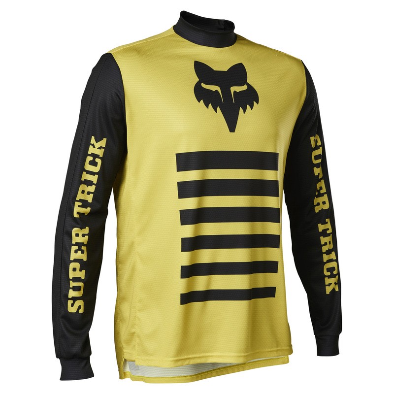 KOSZULKA ROWEROWA Z DŁUGIM RĘKAWEM FOX DEFEND SUPR TRIK LE PR YELLOW  ENDURO CROSS