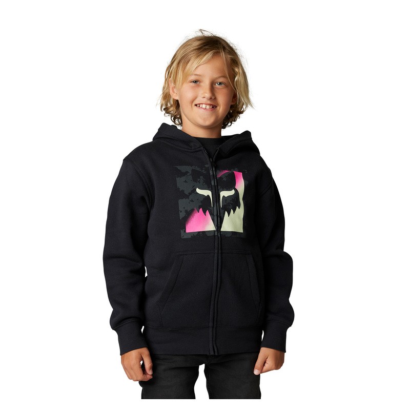 BLUZA Z KAPTUREM NA ZAMEK FOX JUNIOR DETONATE BLACK  ENDURO CROSS