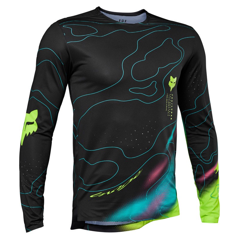 KOSZULKA ROWEROWA Z DŁUGIM RĘKAWEM FOX FLEXAIR LUNAR BLACK  ENDURO CROSS