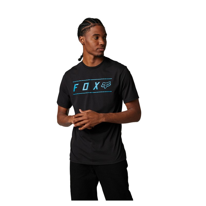 T-SHIRT FOX PINNACLE TECH BLACK/BLUE  ENDURO CROSS