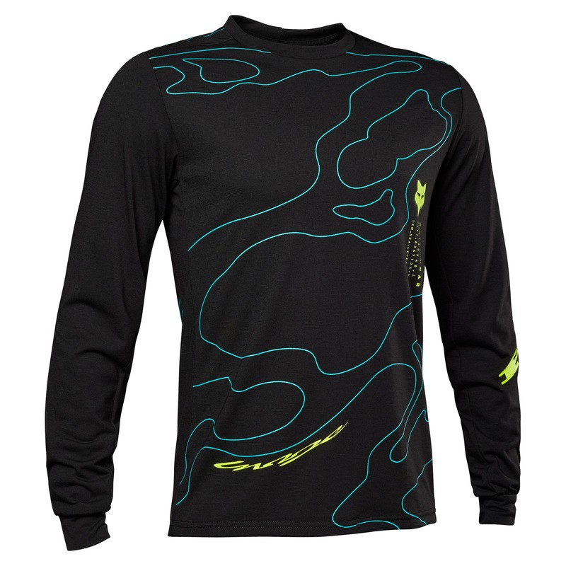 KOSZULKA ROWEROWA Z DŁUGIM RĘKAWEM FOX RANGER DR MD LUNAR BLACK  ENDURO CROSS