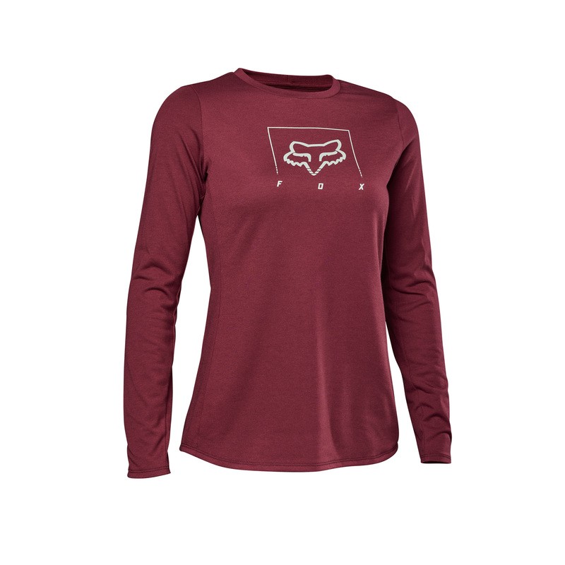 KOSZULKA ROWEROWA Z DŁUGIM RĘKAWEM FOX LADY RANGER DR MID DARK MAROON  ENDURO CROSS