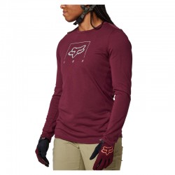 KOSZULKA ROWEROWA Z DŁUGIM RĘKAWEM FOX LADY RANGER DR MID DARK MAROON  ENDURO CROSS