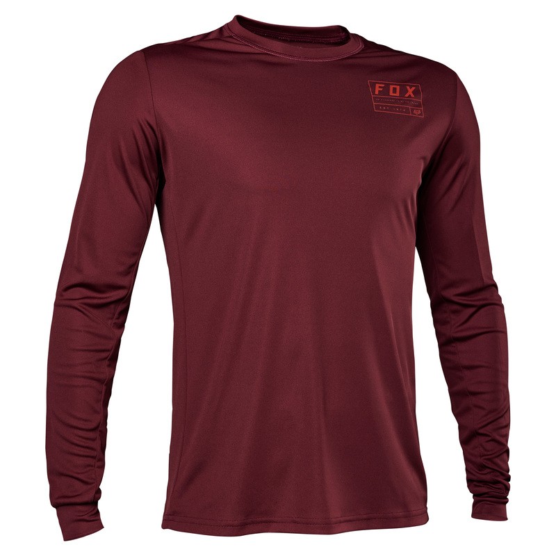 KOSZULKA ROWEROWA Z DŁUGIM RĘKAWEM FOX RANGER SWATH DARK MAROON  ENDURO CROSS