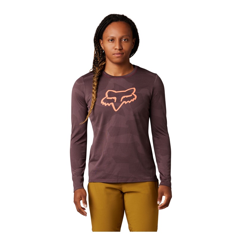 KOSZULKA ROWEROWA Z DŁUGIM RĘKAWEM FOX LADY RANGER TRU DRI DARK MAROON  ENDURO CROSS