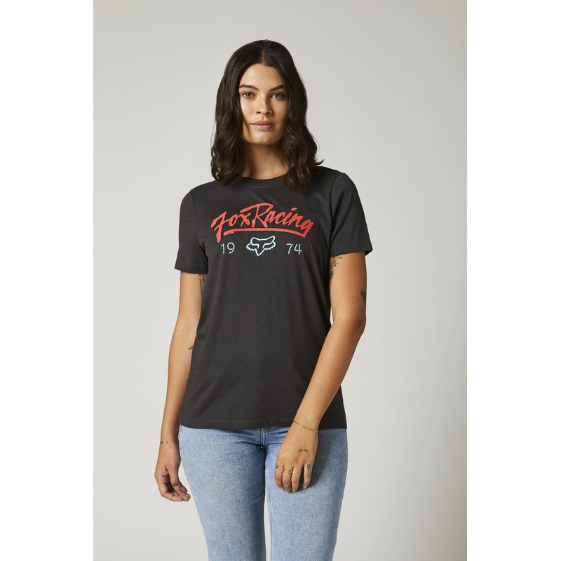 T-SHIRT FOX LADY CENTER STAGE BF BLACK VINTAGE  ENDURO CROSS