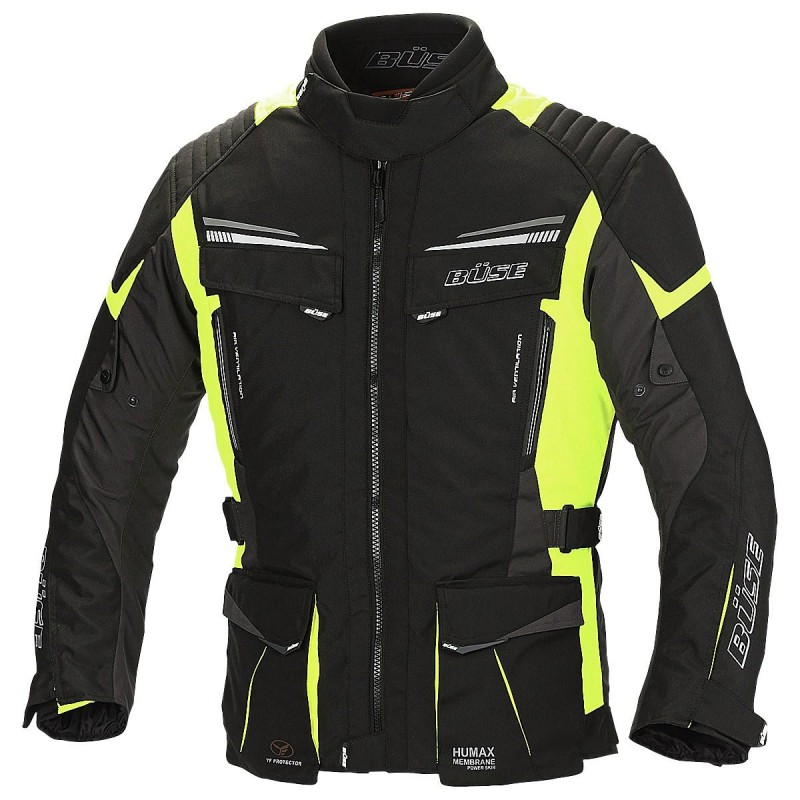 Kurtka motocyklowa BUSE Lago Pro czarno/neonowo żółta 