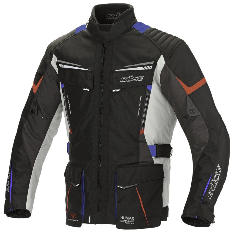 Kurtka motocyklowa BUSE Lago Pro szaro/niebieska/czerwona 