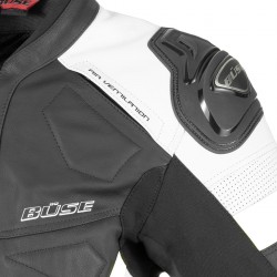 Kurtka motocyklowa skórzana damska BUSE Monza czarno-biały 