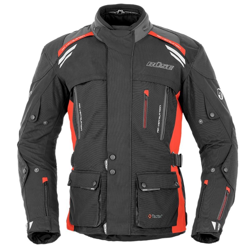Kurtka motocyklowa BUSE Highland czarno-czerwona