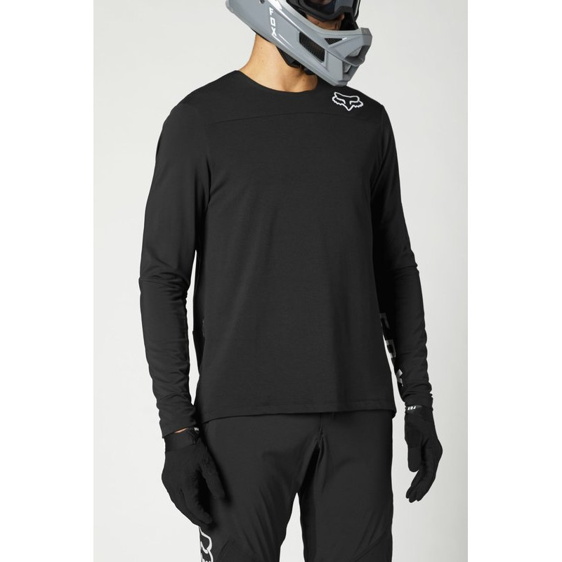 KOSZULKA ROWEROWA FOX Z DŁUGIM RĘKAWEM DEFEND DELTA BLACK/BLACK  ENDURO CROSS