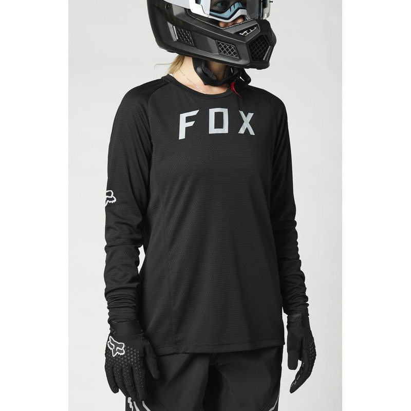 KOSZULKA ROWEROWA FOX LADY Z DŁUGIM RĘKAWEM DEFEND BLACK  ENDURO CROSS