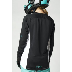 KOSZULKA ROWEROWA FOX LADY Z DŁUGIM RĘKAWEM DEFEND WHITE/BLACK  ENDURO CROSS
