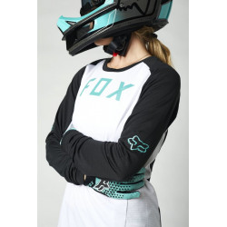 KOSZULKA ROWEROWA FOX LADY Z DŁUGIM RĘKAWEM DEFEND WHITE/BLACK  ENDURO CROSS