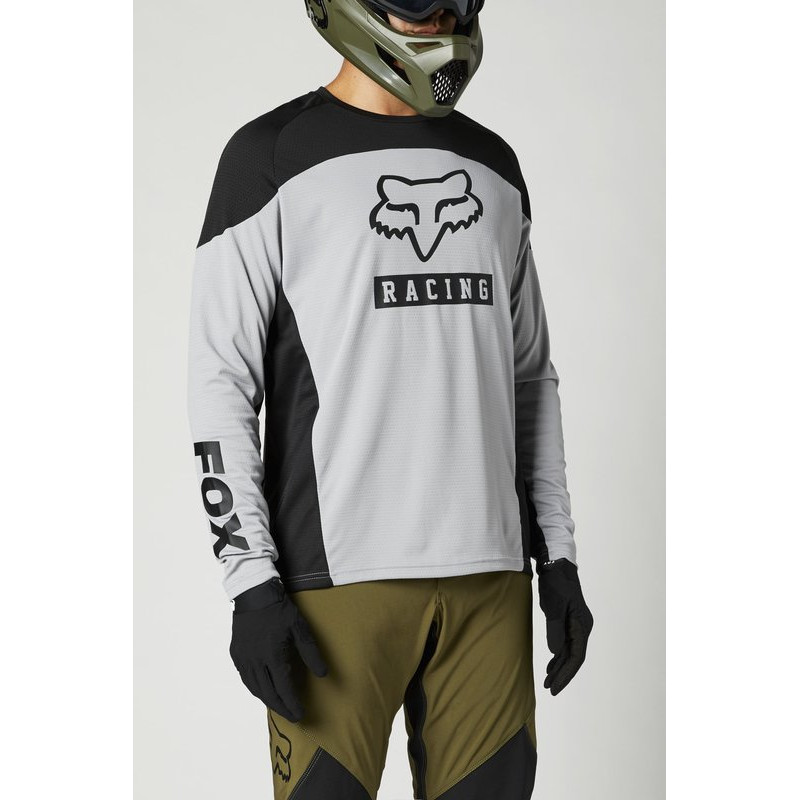 KOSZULKA ROWEROWA FOX Z DŁUGIM RĘKAWEM DEFEND STEEL GREY  ENDURO CROSS