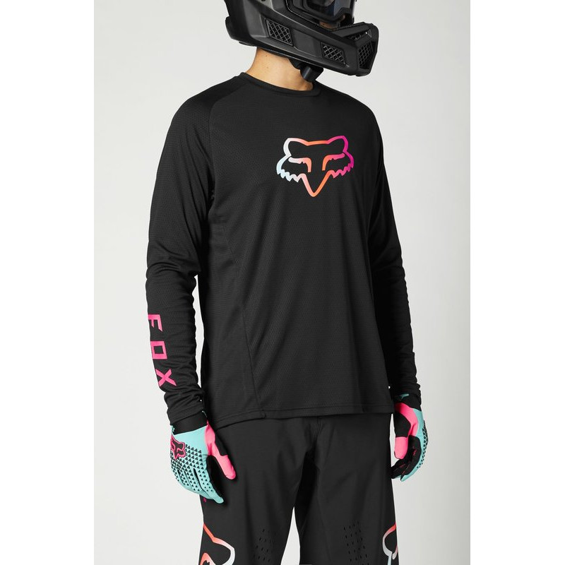 KOSZULKA ROWEROWA FOX Z DŁUGIM RĘKAWEM DEFEND BLACK  ENDURO CROSS