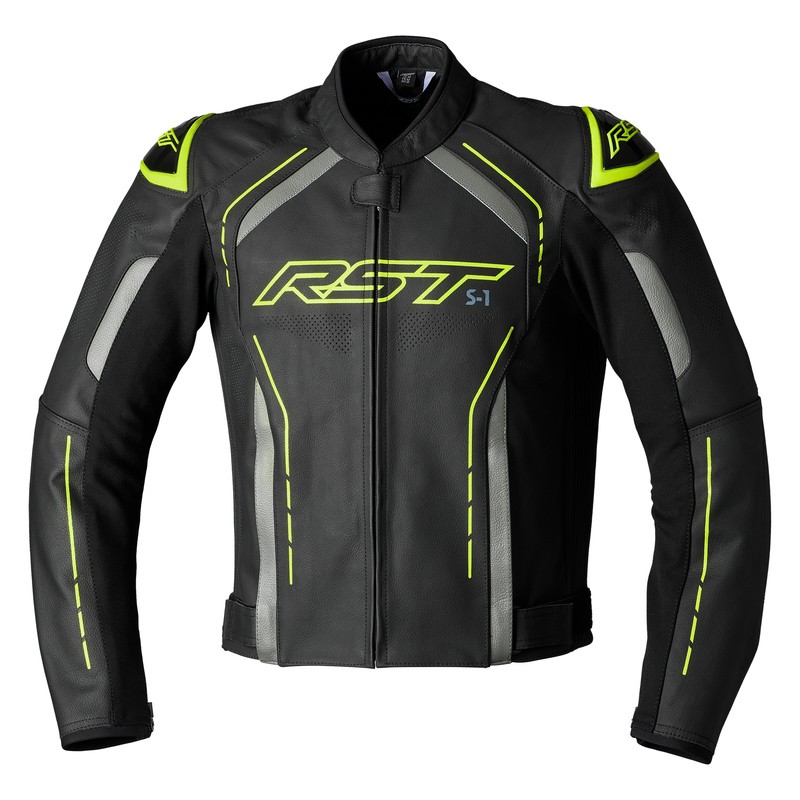 KURTKA SKÓRZANA RST S1 CE BLACK/GREY/FLO YELLOW  (2977)