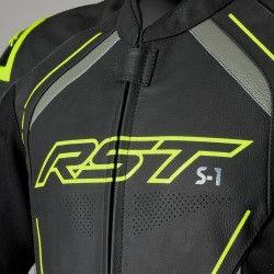 KURTKA SKÓRZANA RST S1 CE BLACK/GREY/FLO YELLOW  (2977)