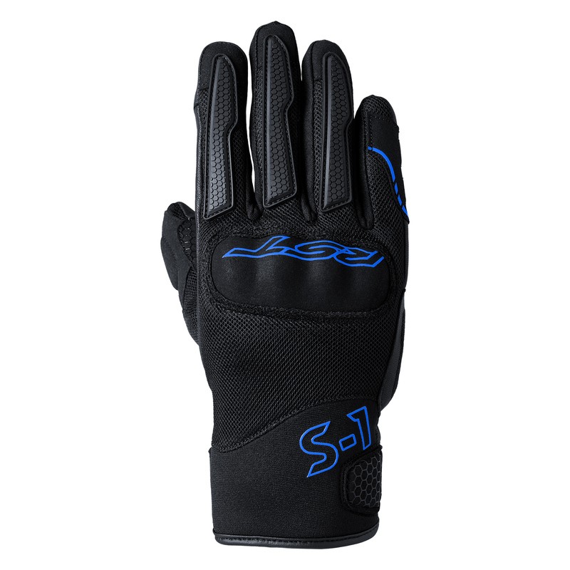 RĘKAWICE SKÓRZANE RST S1 MESH CE BLACK/GREY/NEON BLUE  (3182)