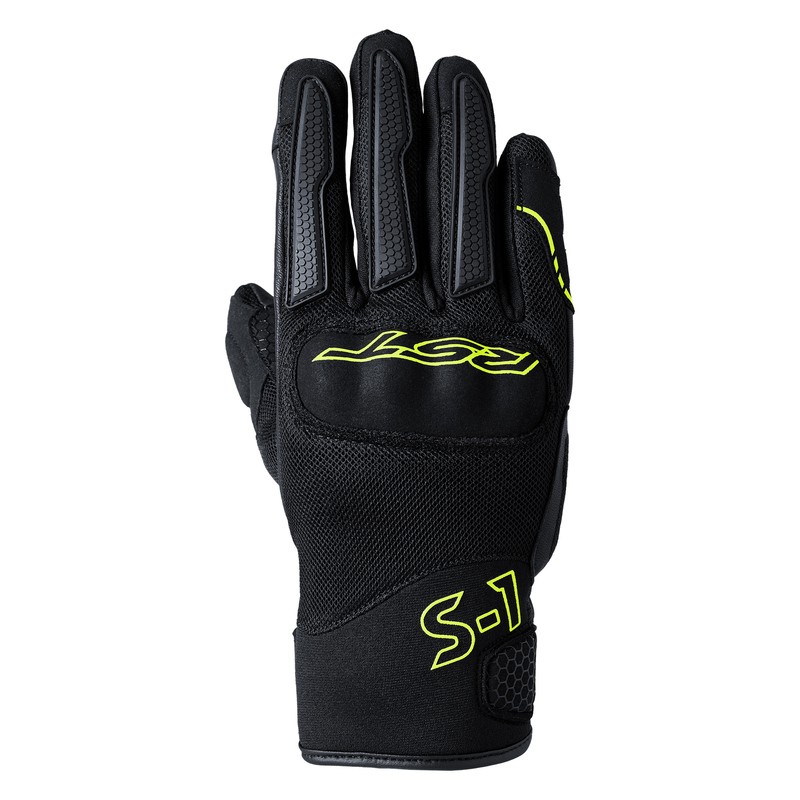 RĘKAWICE SKÓRZANE RST S1 MESH CE BLACK/GREY/FLUO YELLOW  (3182)