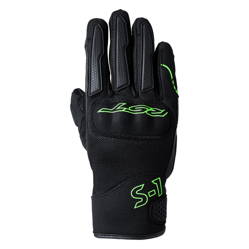 RĘKAWICE SKÓRZANE RST S1 MESH CE BLACK/GREY/NEON GREEN  (3182)