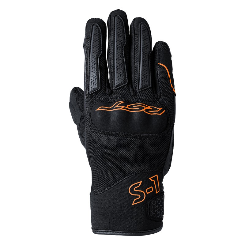 RĘKAWICE SKÓRZANE RST S1 MESH CE BLACK/GREY/NEON ORANGE  (3182)