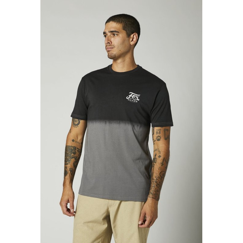 T-SHIRT FOX DIPPED PREMIUM BLACK VINTAGE  ENDURO CROSS