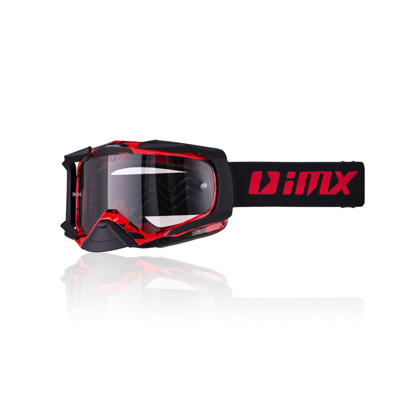 GOGLE IMX DUST GRAPHIC RED/BLACK MATT - SZYBA DARK SMOKE + CLEAR (2 SZYBY W ZESTAWIE) ENDURO CROSS