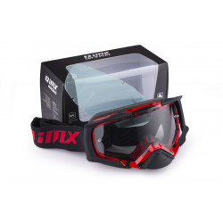 GOGLE IMX DUST GRAPHIC RED/BLACK MATT - SZYBA DARK SMOKE + CLEAR (2 SZYBY W ZESTAWIE) ENDURO CROSS
