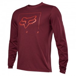 KOSZULKA ROWEROWA Z DŁUGIM RĘKAWEM FOX RANGER DR MD TRED DARK MAROON  ENDURO CROSS
