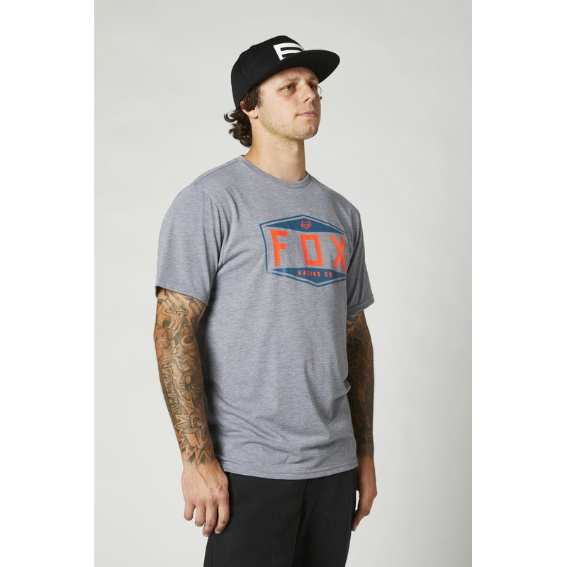 T-SHIRT FOX EMBLEM TECH HEATHER GRAPHITE  ENDURO CROSS