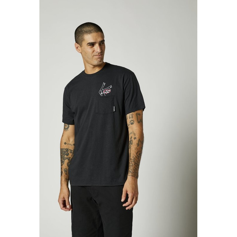 T-SHIRT FOX FAST LANE POCKET BLACK  ENDURO CROSS